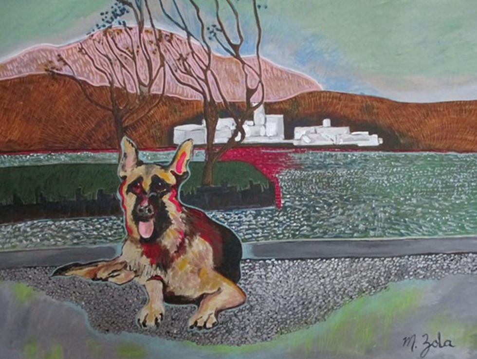 Beacon Dog and Plant, painting by Martha Zola