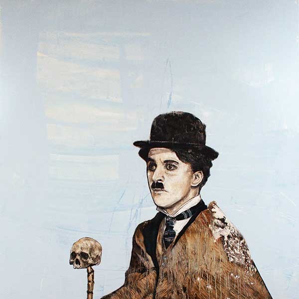 Charlie Chaplin (from the “Great Americans” series), Abshalom Jac Lahav, Oil on Canvas, 72” x 48”, 2013.