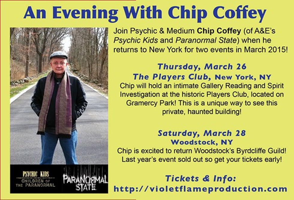 Psychic Chip Coffey in Woodstock Saturday March 28th