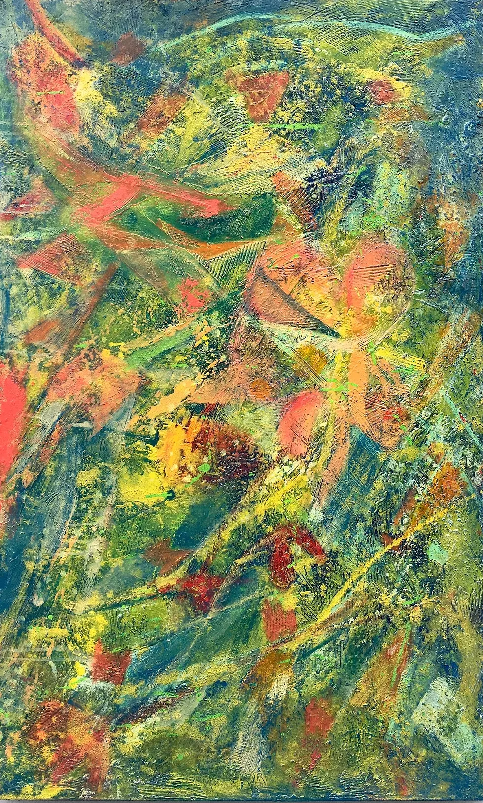 'Tropical Gardens'; acrylic and sand on fresco textured canvas