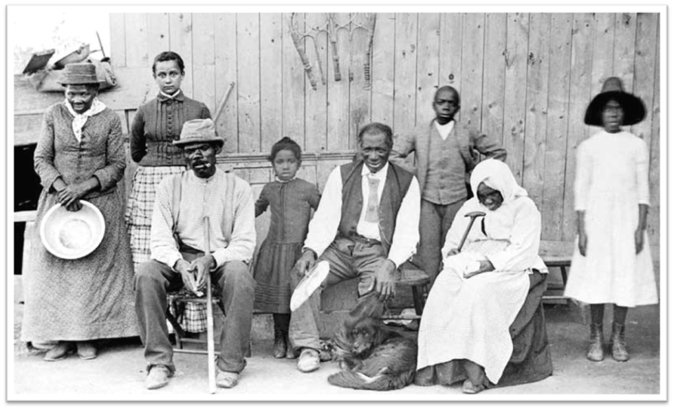 Harriet Tubman (far left) with family and neighbors