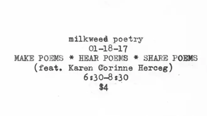 Image: Milkweed Poetry featuring Karen Corinne Herceg