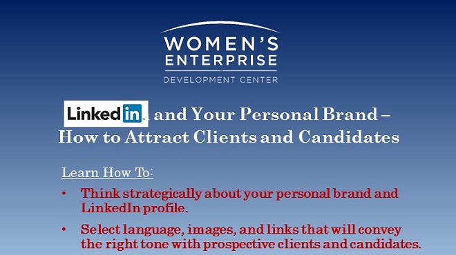 WEDC'S Linkedin and Your Personal Brand- How to Attract Clients and Candidates