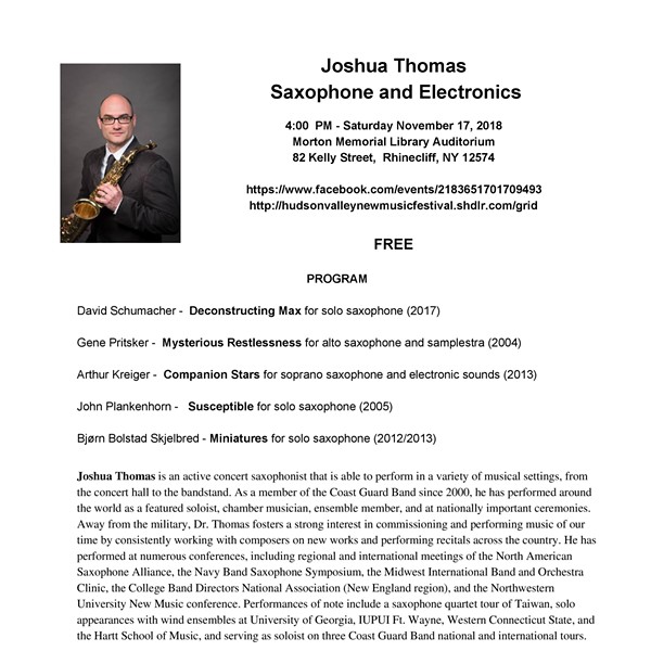 Joshua Thomas, Saxophone and Electronics