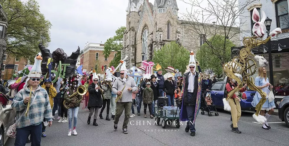 Mad Hatters strut their creations down Hudson's Warren Street