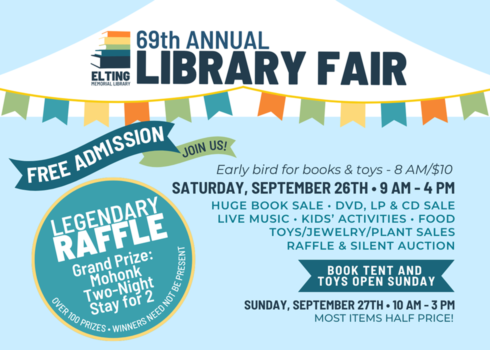 69th Annual Elting Memorial Library Fair, 9/26 and 9/27