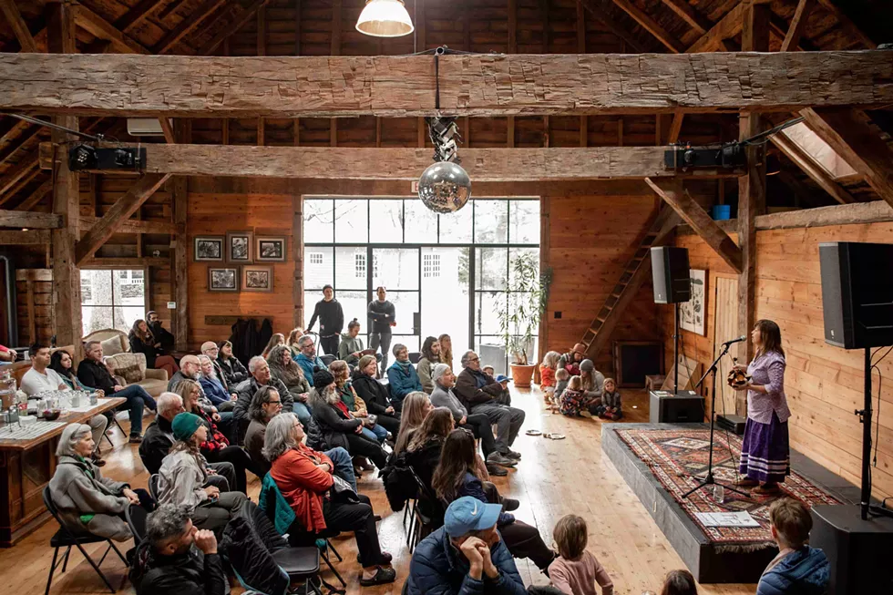 Bear Fox storytelling at the 2024 Maple Fest at White Feather Farm.
