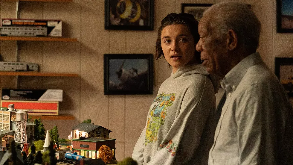 Florence Pugh and Morgan Freeman star.
