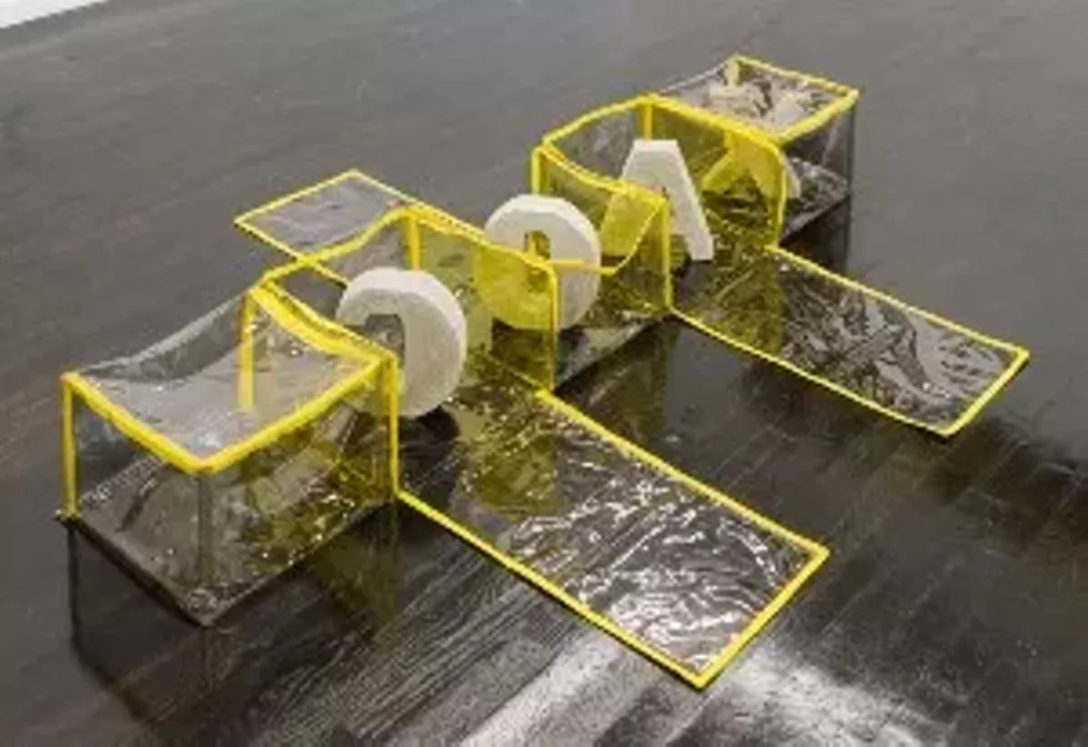House/Xaoc, 2023,  Vinyl, zipper and concrete,  Dimensions variable