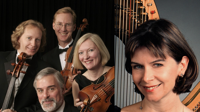 Image: American String Quartet with Harpist Nancy Allen