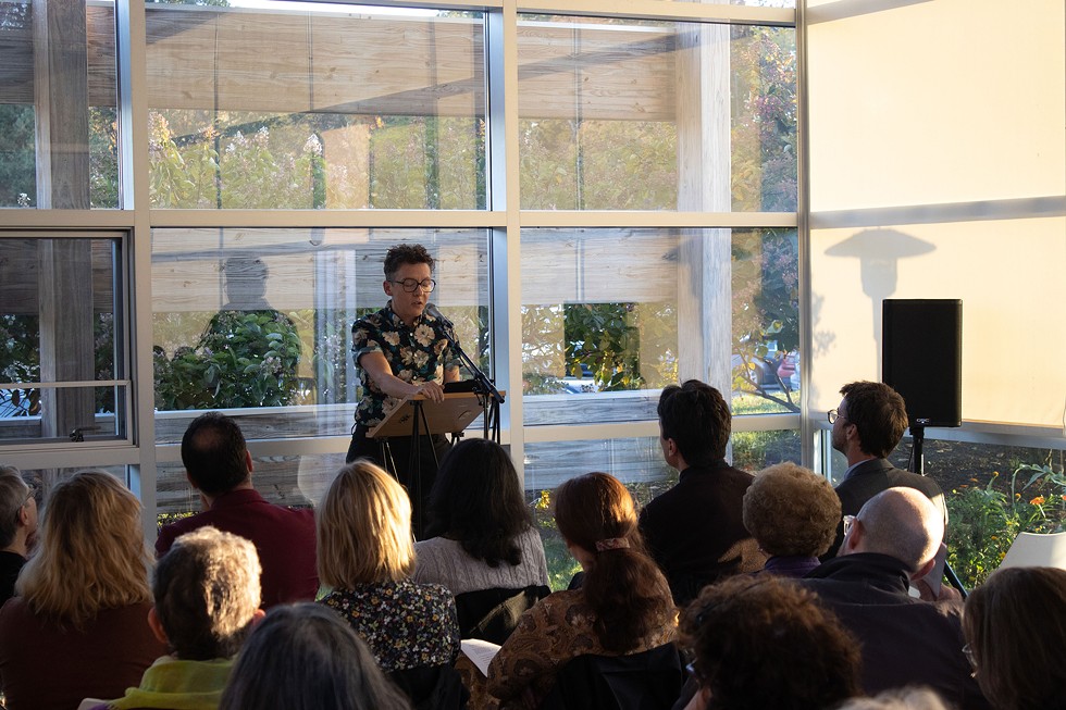 Pictured is Alex Marzano-Lesnevich at a 2022 Writers Residency Reading.
