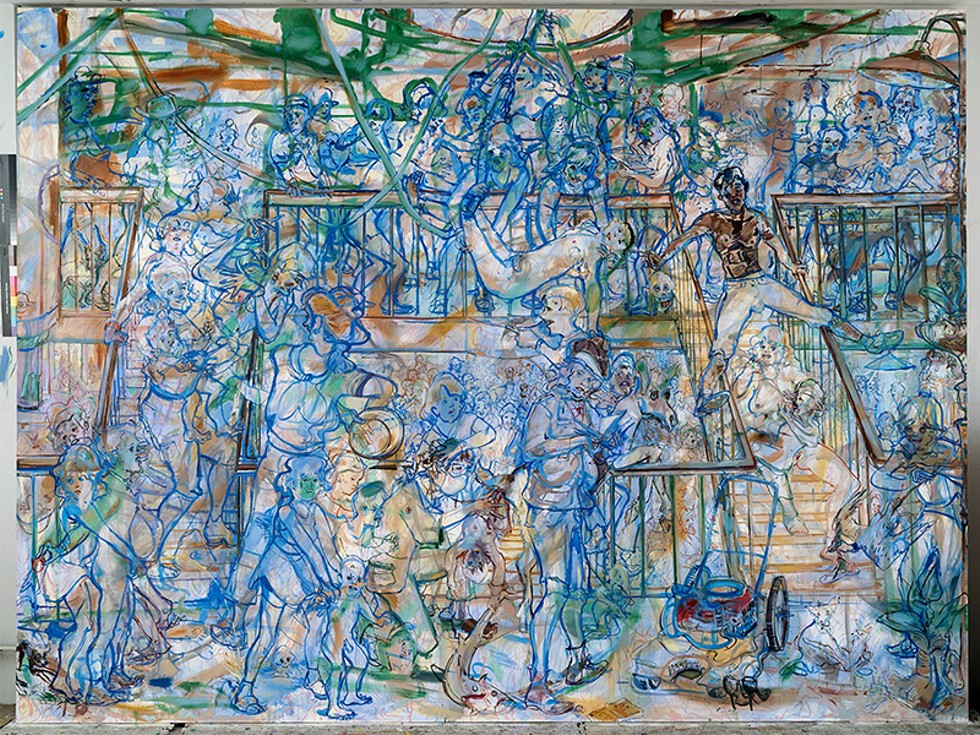 Angela Dufresne, Examinations, 2020, oil on canvas, 108 x 144 inches