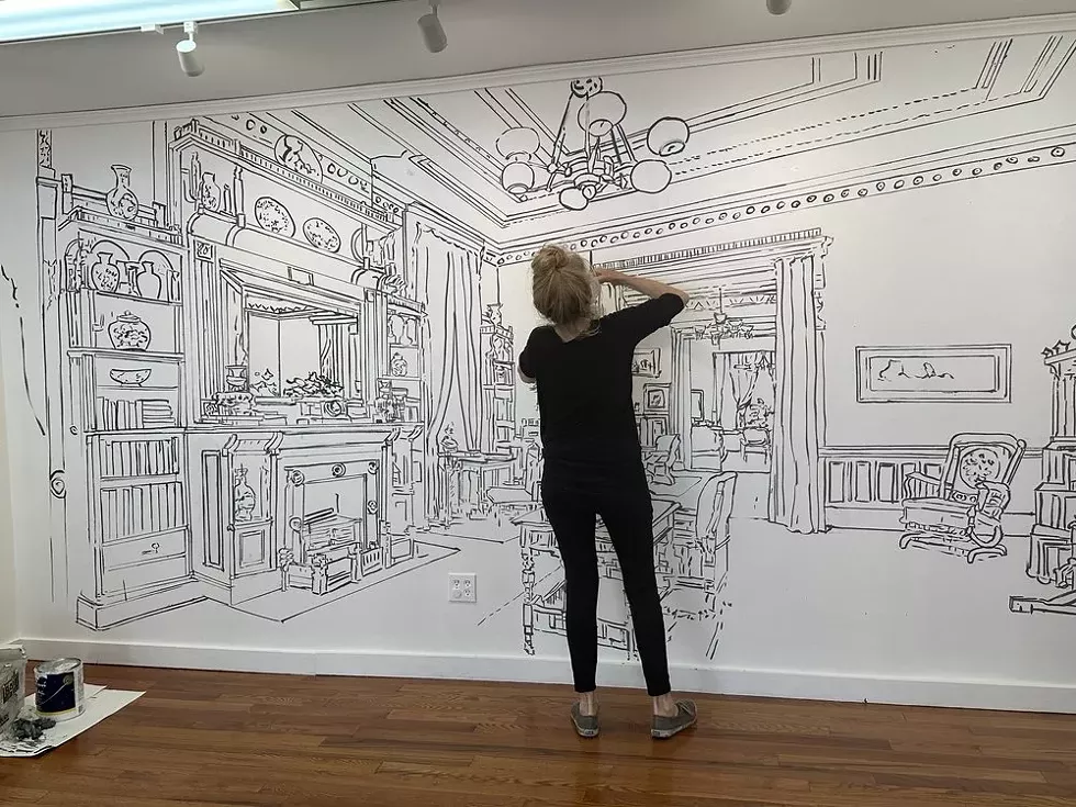 Mary Ann Strandell with a work in progress.