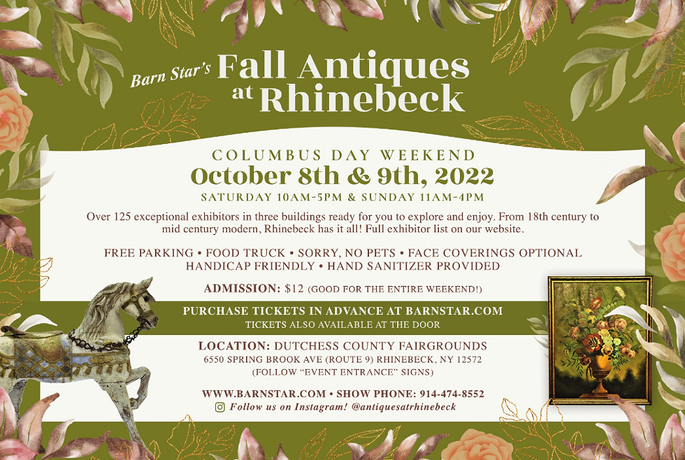 Fall Antiques at Rhinebeck Oct 8-Oct 9 2022