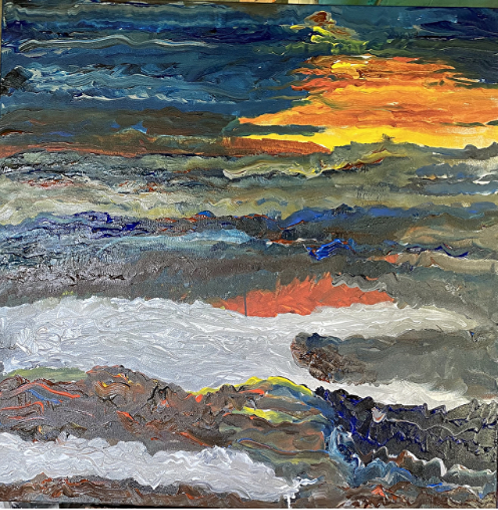 Storm on the Hudson, 36"x36"
