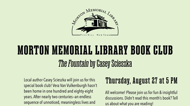 Image: Book Club: The Fountain by local author Casey Scieszka