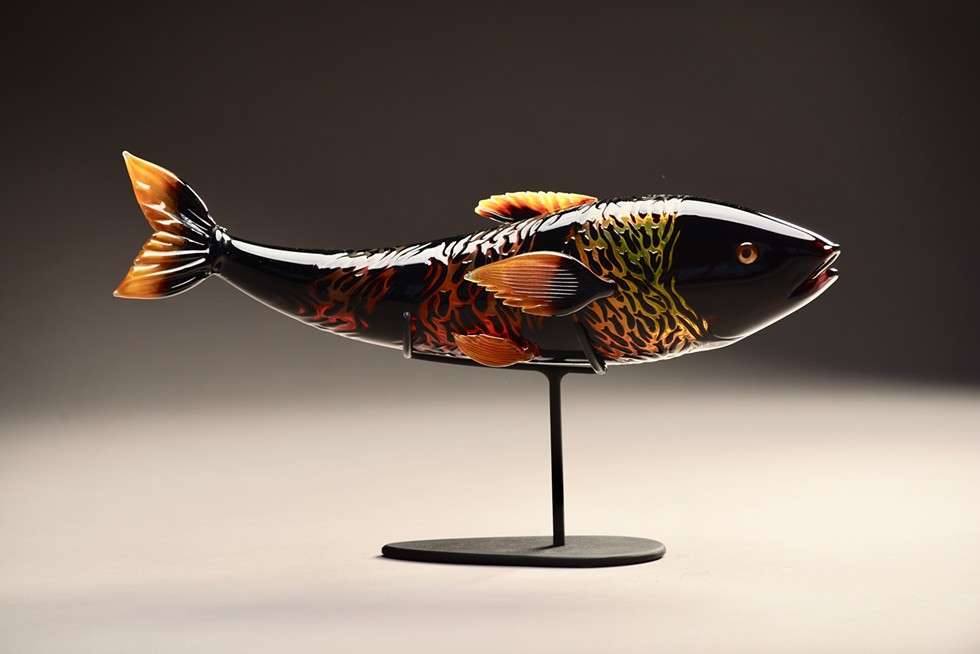 Intuitive Swimmer, blown and hot sculpted glass