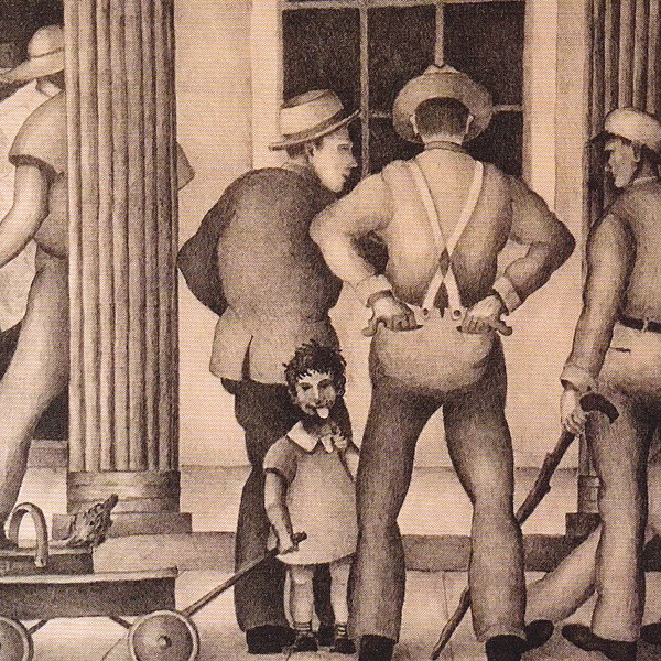 Street Scene, lithograph by Clarence W. Bolton