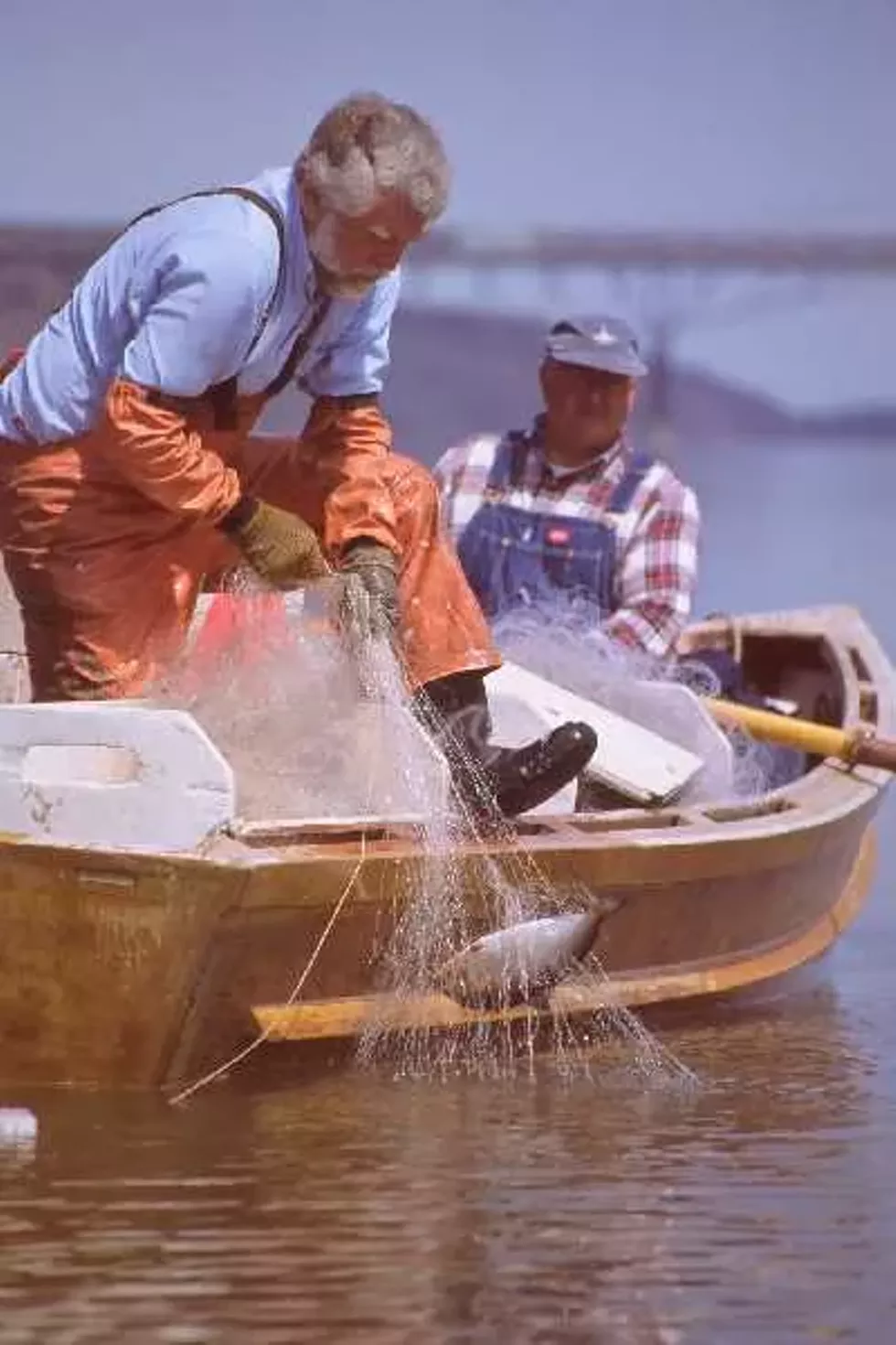 John Mylod with fish in small net