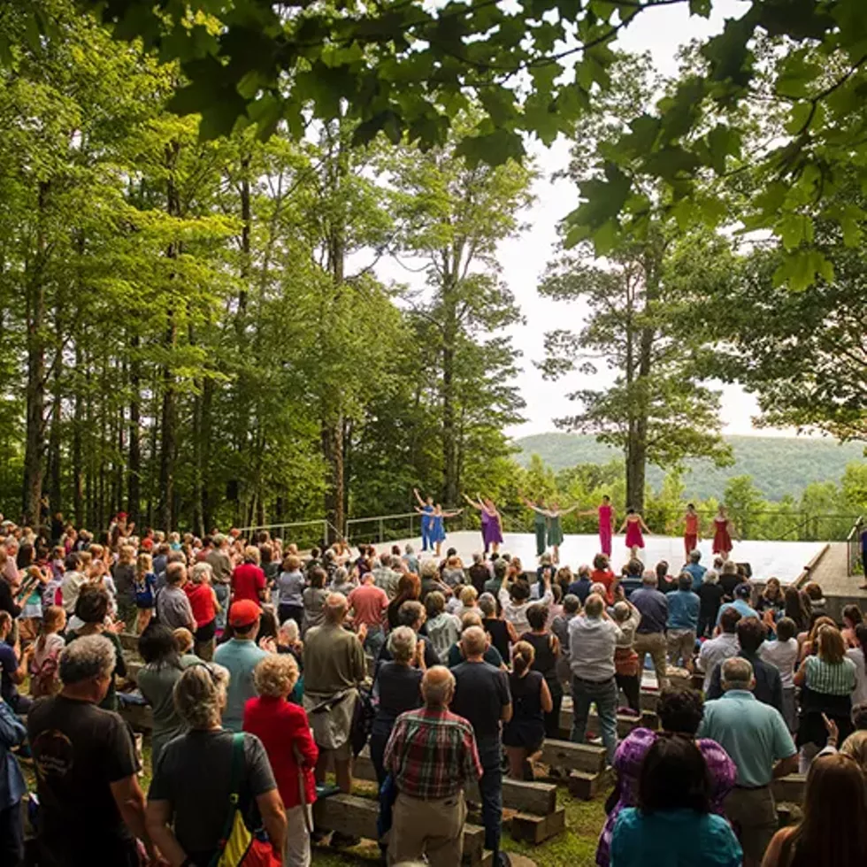 Crowd observing Inside Out performance at Jacob's Pillow