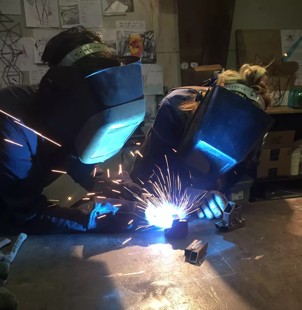 a student MIG welding for the first time!