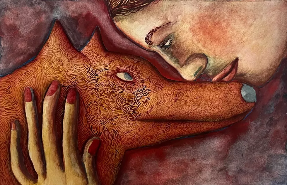 Nell Brookfield, Under the Red Sky, 2025, Watercolour on paper,  6 x 9 inches