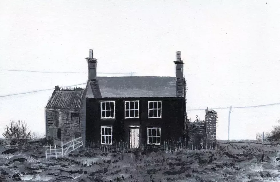 Abandoned farmhouse, Cornwall, Christopher Gee, acrylic on paper, 5 3/4" x 8 1/4"