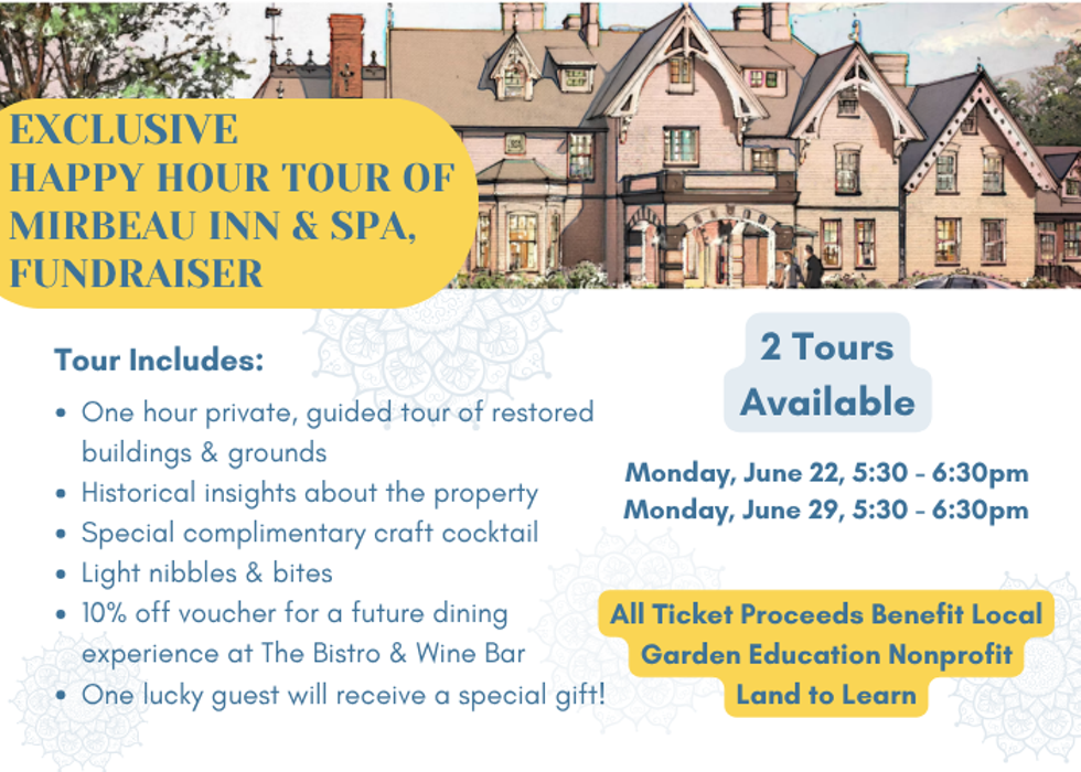 Fundraiser Happy Hour Tour of Mirbeau, Beacon
