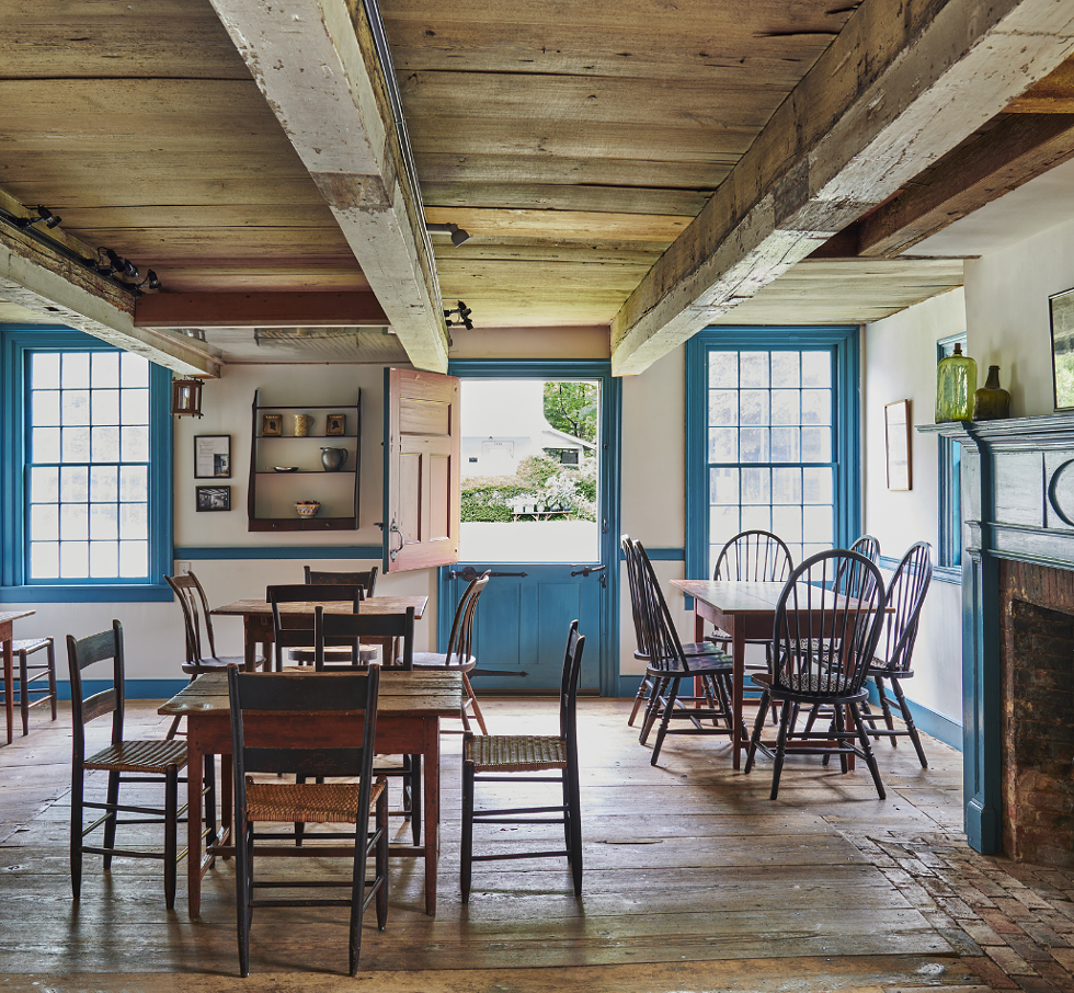 Interior of the historic Elmendorph Inn's tap room.