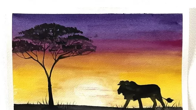 Image: Family Class! Intro to Watercolor Painting: African Savannah with Shanna