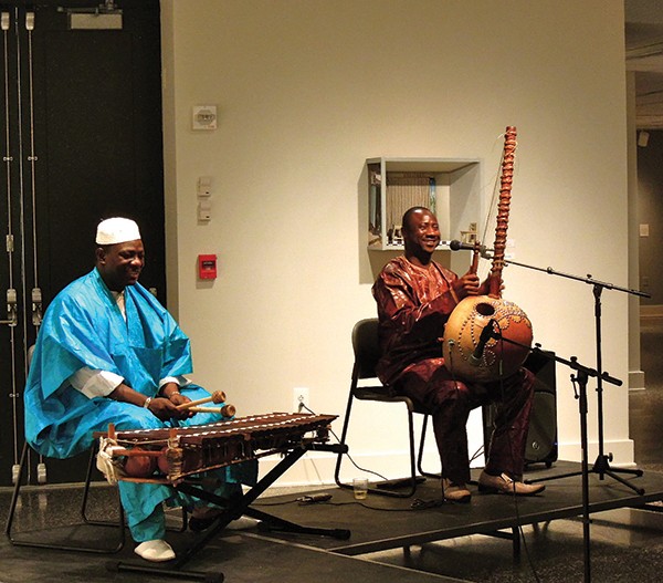 Famoro Dioubate on the balafon and Yacouba Sissoko on the kora at a West African concert at SUNY New Paltz's Dorsky Museum on April 9.