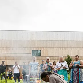 Image: Fire Pit Gathering at the Indigenous Garden