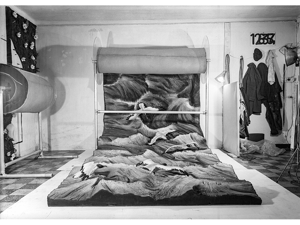 "Roll of Nature," carpet in Piero Gilardi&rsquo;s studio, Turin 1967. Courtesy of the artist.