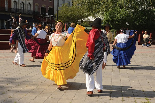 Grupo Folklorico Poughkeepsie performing a traditional Oaxacan dance at the Reher Center Block Party on at T. R. Gallo Waterfront Park on June 9.