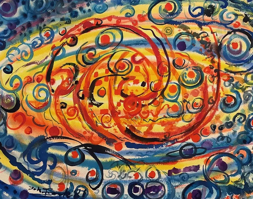 Cosmos 1 , Hans Frank, watercolor, 18&rdquo; x 23 1/2&rdquo;, 1980