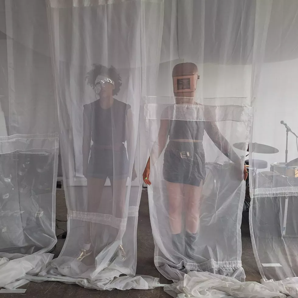 Brittany K. Allen and Lindsay Quayle rehearsing "Hot Salt Cold Light."
