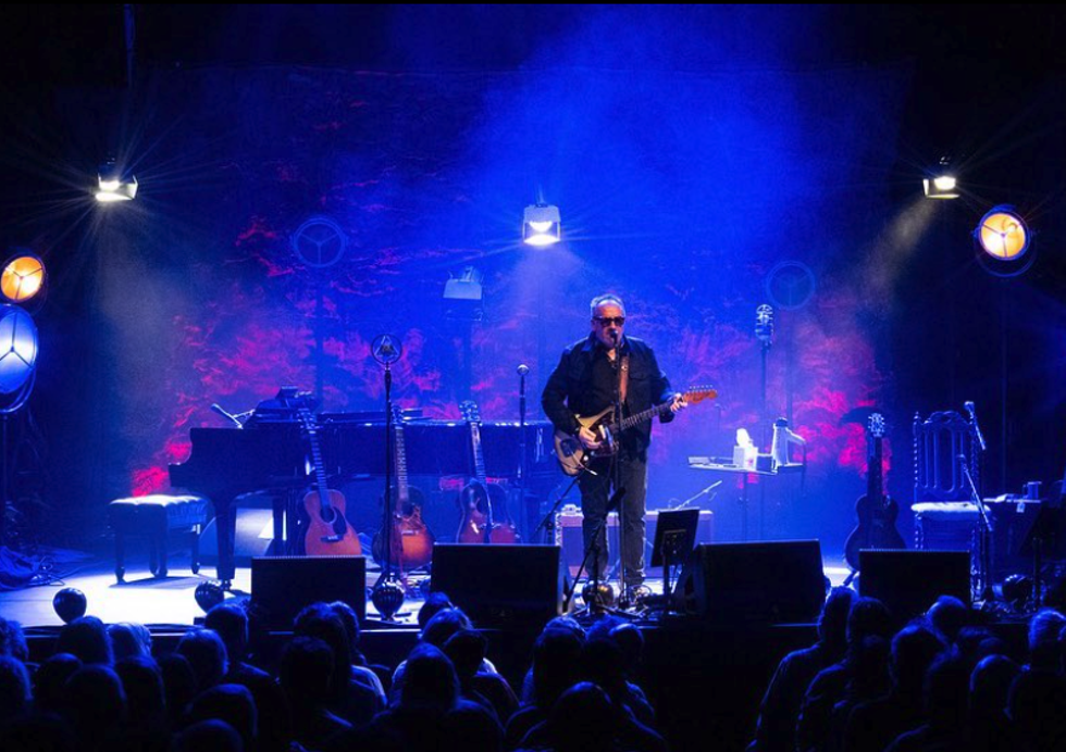 Elvis Costello performing at the Gramercy Theater.