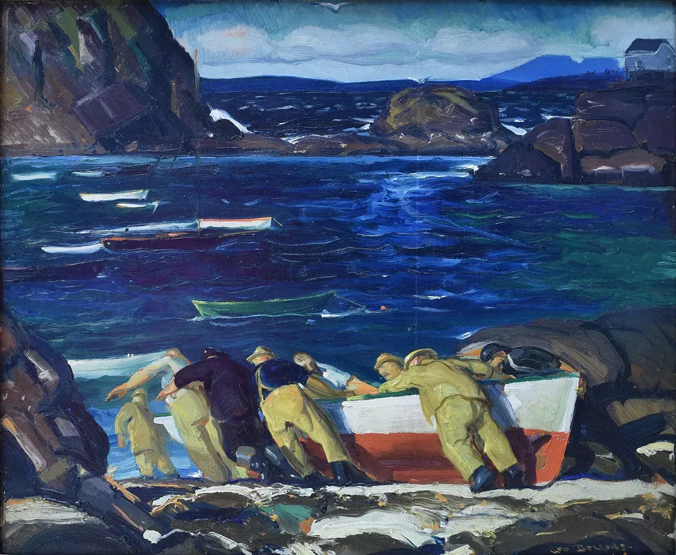 George Wesley Bellows (American, 1882 &ndash; 1925), The Launching, 1913, oil on panel, 18 x 22 inches, Museum Purchase, 1951.63.1. Reading Public Museum, Reading, Pennsylvania.