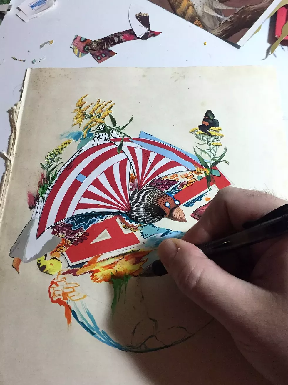 Breiner colors a piece for his latest body of work, "Isolation Inspiration"