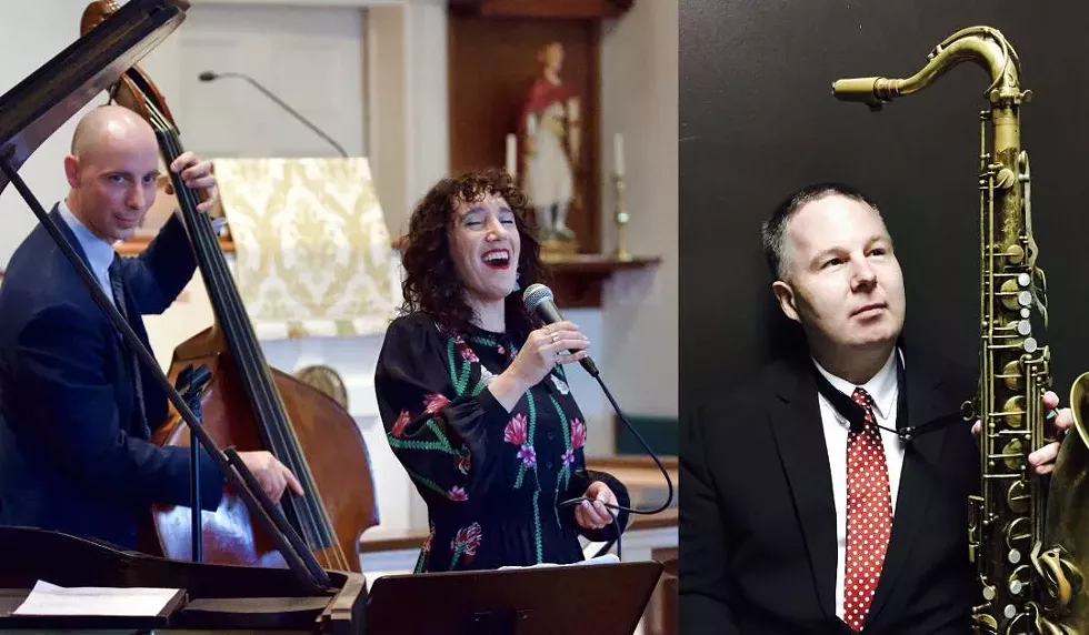 Bassist Jesse Breheney,, vocalist Gabrielle Stravelli, tenor saxophonist Harry Allen.