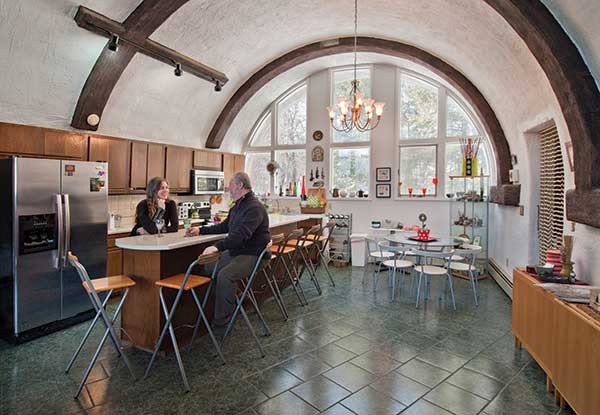 Kitchen of Gaudí-inspired, folk art dream home in Highland.
