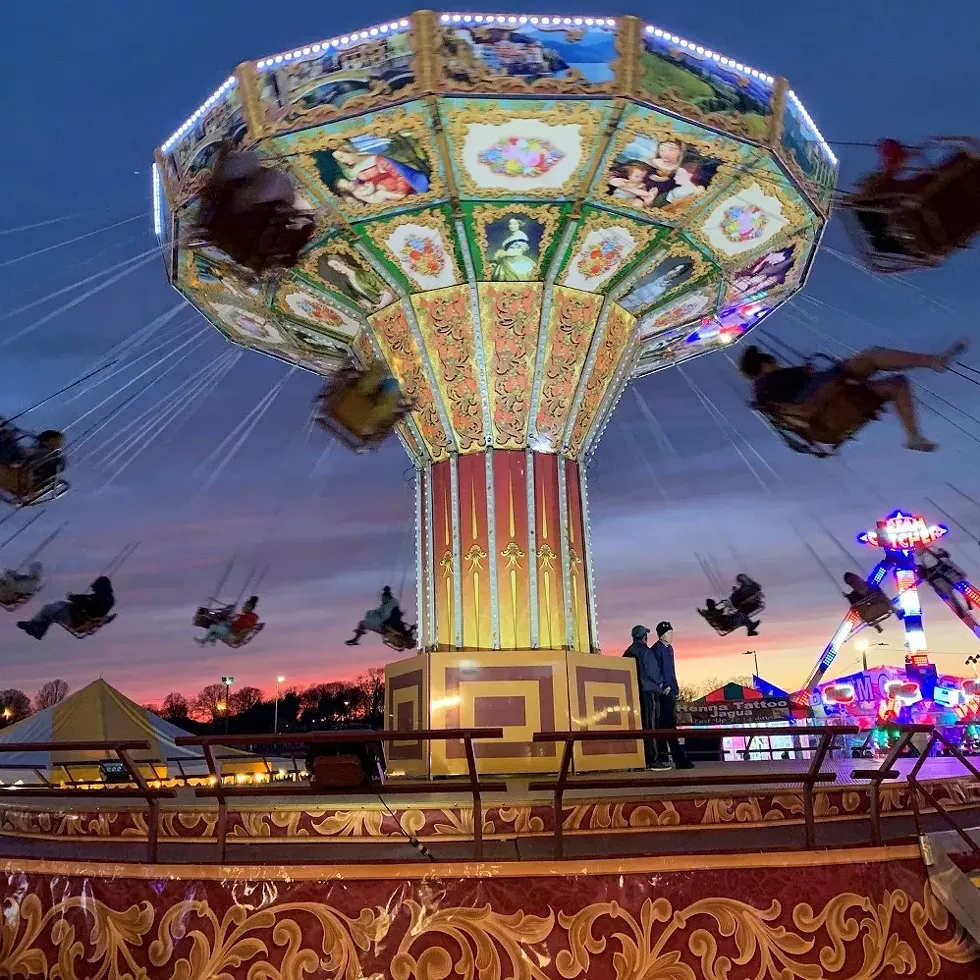 The carnival midway features rides for the whole family.