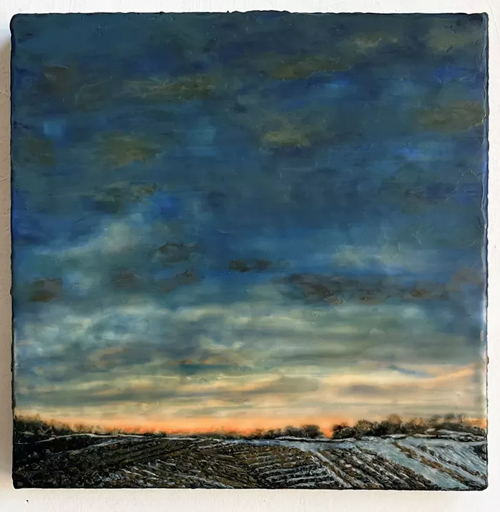 Leigh Palmer, "AM", 2021 encaustic on canvas, 10 x 10 in.