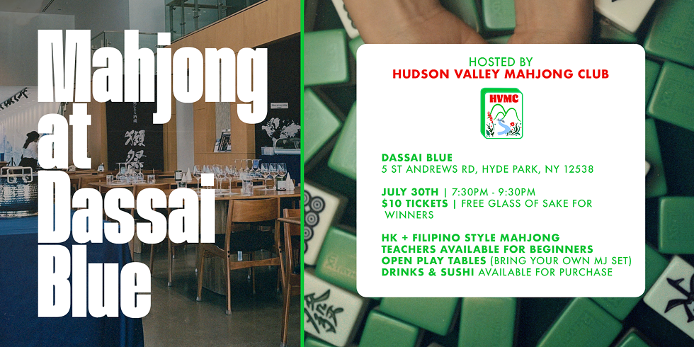 Flyer for Mahjong Night at Dassai Blue Tasting Room