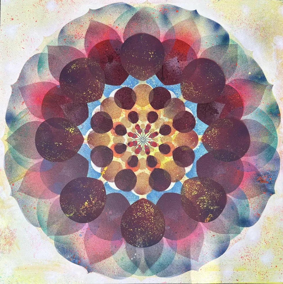 Mary Judge Kaleidoscope Pop Eye Exam, 2025, acrylic and pigment on canvas, 36 x 36 inches