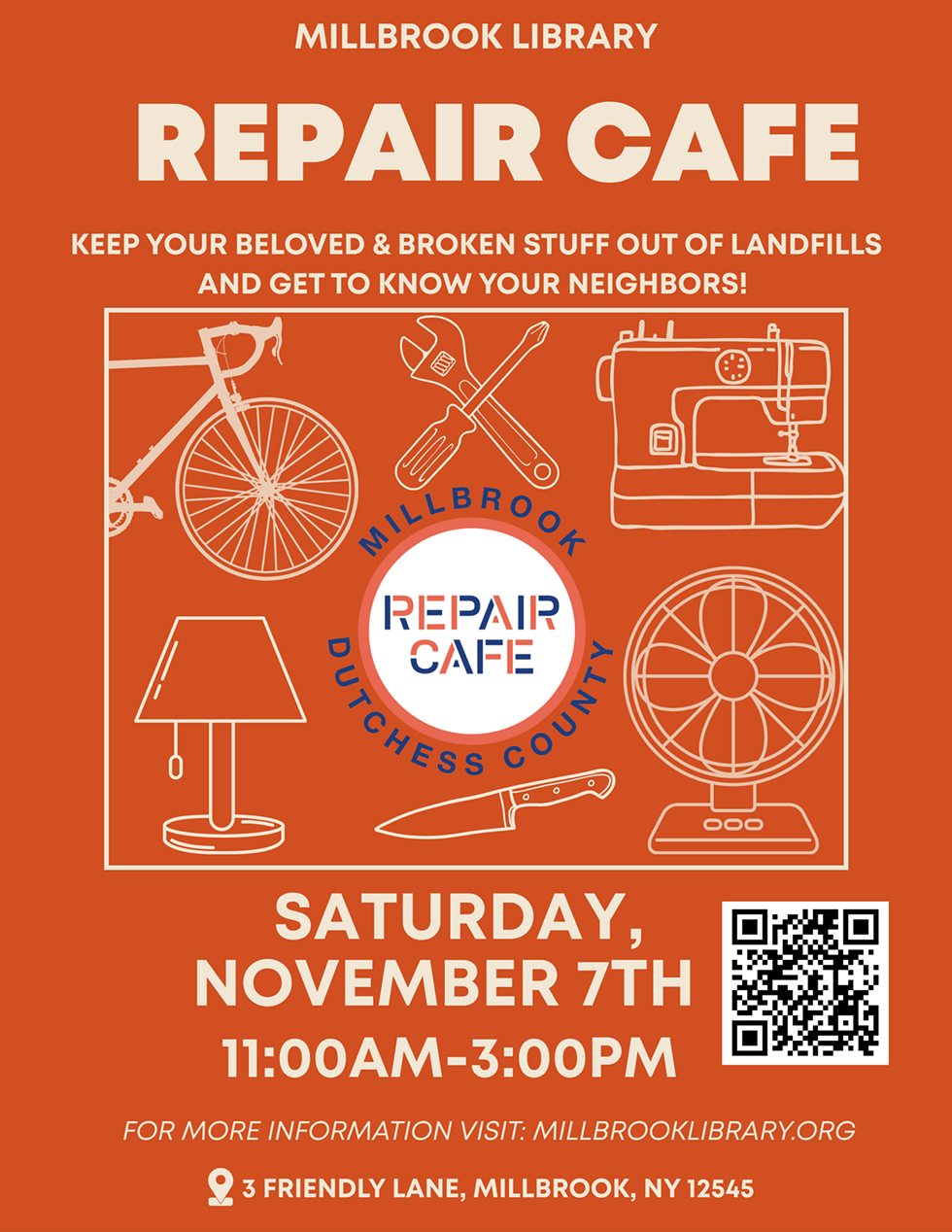 Millbrook Repair Café, Saturday, November 7 11:00am - 3:00pm