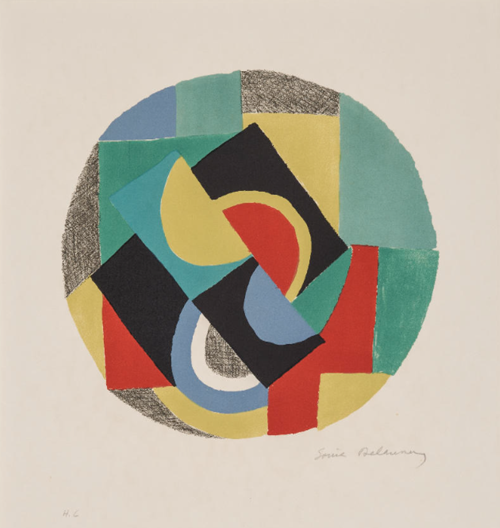 Sonia Delaunay Terk (French, b. Ukraine, 1885&ndash;1979), Untitled (Circular Composition),  color lithograph.