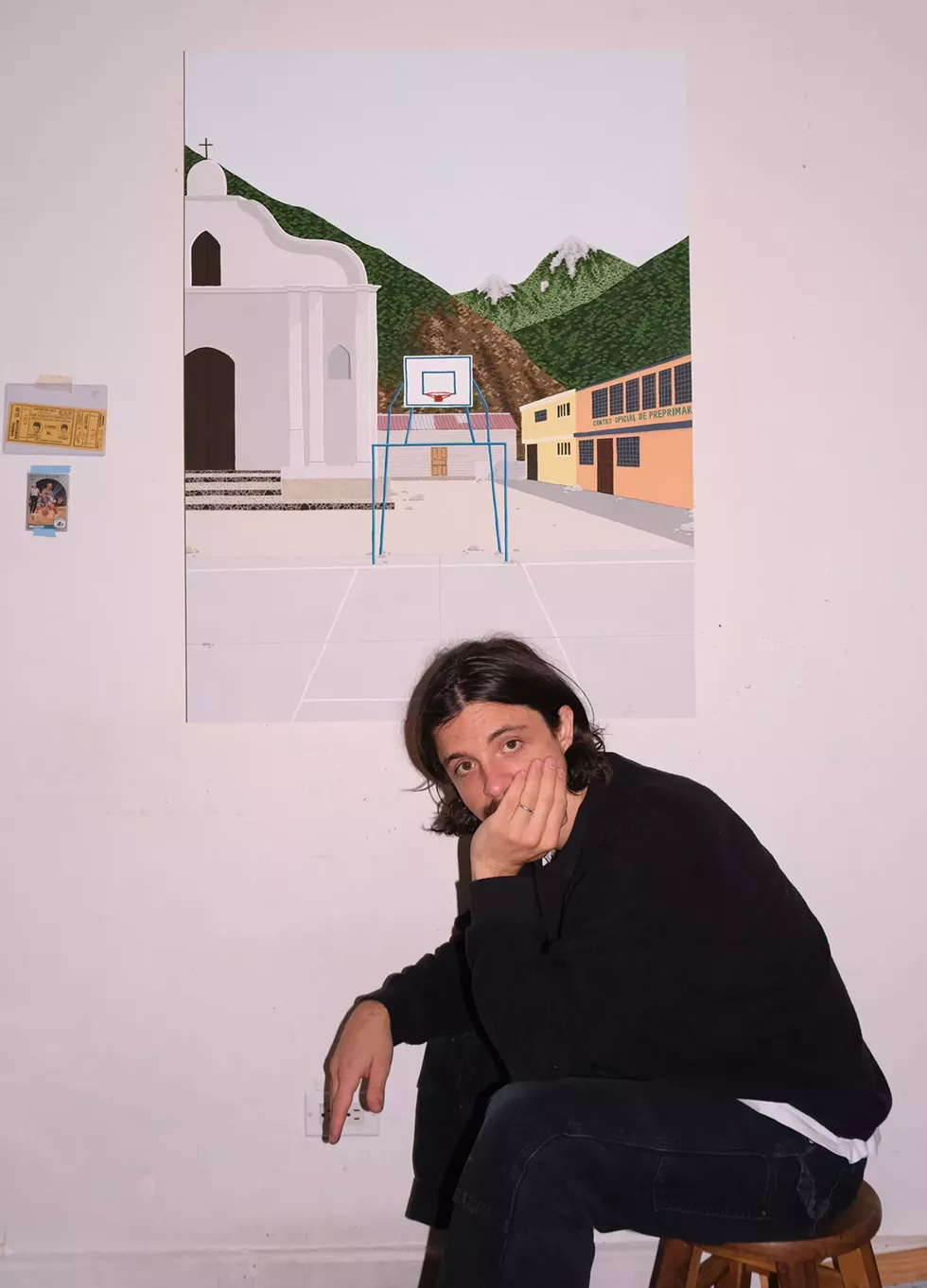'Guatemala City,' gouache on wood panel