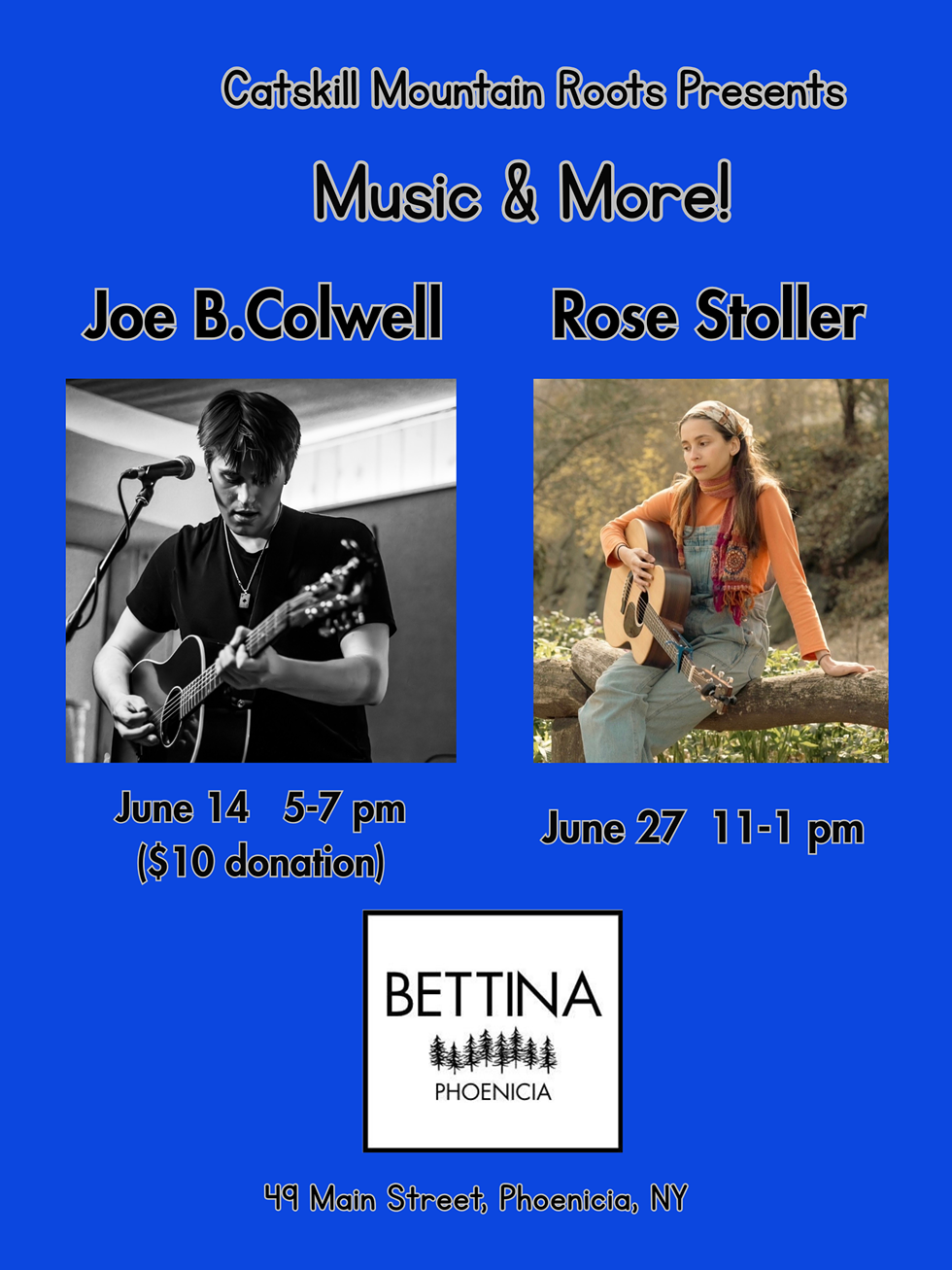 Music and More at Bettina in Phoenicia presents Joe B Colwell