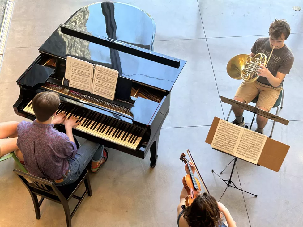 Chamber Music players in the Bridge for Laboratory Sciences.